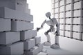 robot, picking up and stacking boxes in orderly fashion