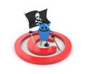 Robot pirate with flag Royalty Free Stock Photo