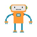 Robot pixel art. 8 bit cyborg. Digital technology toy Vector ill