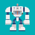 Robot pixel art. 8 bit Cyborg warrior future. Vector illustration Royalty Free Stock Photo