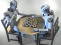 Robot playing chess, illustration