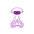 Robot playing console joystick violet linear object
