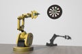 A robot playing an excellent game of darts Royalty Free Stock Photo