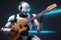 A robot playing a guitar