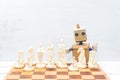 The robot plays chess. Artificial Intelligence Royalty Free Stock Photo