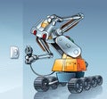 Robot and incompatibility junction. Royalty Free Stock Photo
