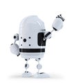 Robot pointing at invisible object. Back view. Royalty Free Stock Photo