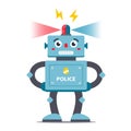 Robot policeman on a white background in full growth. vector. children`s character toys