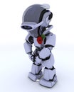 Robot with poppy in rememberance Royalty Free Stock Photo