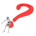 Robot pose big Question mark 2 Royalty Free Stock Photo
