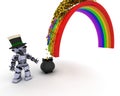 Robot with pot of gold at the end of the rainbow Royalty Free Stock Photo