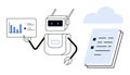 Robot Analyzing Data and Cloud-Based Documents in Digital Workspace Royalty Free Stock Photo