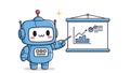 Robot Presenting Business Data, AI Analytics, Cute Cartoon Style Royalty Free Stock Photo