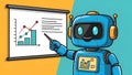 Robot Presenting Business Data Chart. AI, Automation, Future. Royalty Free Stock Photo