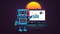 Robot Presenting Data Analytics, AI Business Chart, Automation Royalty Free Stock Photo