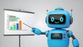 Robot Presenting Data Analytics, AI, Business Growth Chart Royalty Free Stock Photo