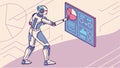 Robot presenting data, artificial intelligence and future technology, data analysis vector design Generative AI