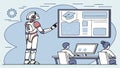 Robot presenting education, showing technology in teaching and AI tutor vector design Generative AI