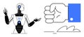 Robot presenting ideas with human hand gesture representing decision-making or power Royalty Free Stock Photo