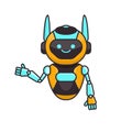 Robot presenting or welcoming gesture vector illustration. Cute robot cartoon illustration design