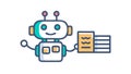 Robot Processing Data, AI and Machine Learning Icon Vector Design Generative AI Royalty Free Stock Photo