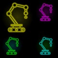 robot in production neon color set icon. Simple thin line, outline vector of automation icons for ui and ux, website or mobile Royalty Free Stock Photo