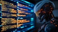 Robot Programmer Analyzing Code on a Futuristic Display Artificial Intelligence in Action Royalty Free Stock Photo