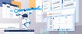 robot programmer holding wrench robotic developer optimizes software engineering coding programming