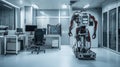 Robot prototype showcase in a minimalist studio technology space futuristic environment modern viewpoint concept