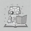 Robot read a student book Royalty Free Stock Photo