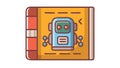 Robot Reading Book: AI Learning Educational Technology, vector design Generative AI Royalty Free Stock Photo