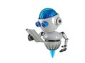 Robot reading book with white background. Royalty Free Stock Photo