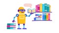 Robot Reading Books, AI Learning & Knowledge, vector design Generative AI Royalty Free Stock Photo