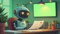 Retro Robot Reviewing Plans Royalty Free Stock Photo