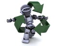 Robot and recycle sign Royalty Free Stock Photo