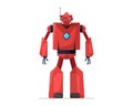 Robot red detailed cartoon character. Future robotic technology concept. Friendly mechanical autonomous computer
