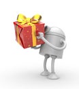 Robot with red gift box Royalty Free Stock Photo