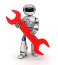 Robot and red key Royalty Free Stock Photo