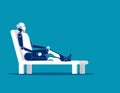 Robot relaxing on chair. Concept business vector illustration.