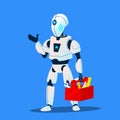 Robot Repair Man Master Service Vector. Isolated Illustration