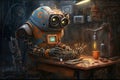 Robot repairing a mechanism in an old factory