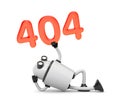 The robot rests and holding the numbers 404 - Page Not Found Error 404