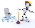 Robot robot plumber fixing a leak Royalty Free Stock Photo