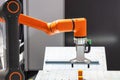 Robot or robotic arm for industrial pick and place, insertion, quality testing or machine tending Royalty Free Stock Photo