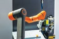 Robot or robotic arm for industrial pick and place, insertion, quality testing or machine tending Royalty Free Stock Photo