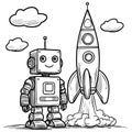 Robot and Rocket Adventure Royalty Free Stock Photo