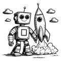 Robot and Rocket Adventure Royalty Free Stock Photo