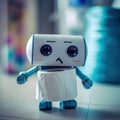 A robot with a roll of toilet paper in its hand. Generative AI image.