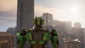 robot on the roof of a skyscraper looking at the metropolis. 3d render. future concept