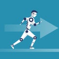 Robot running. Cyborg with fast speed in competition. Royalty Free Stock Photo